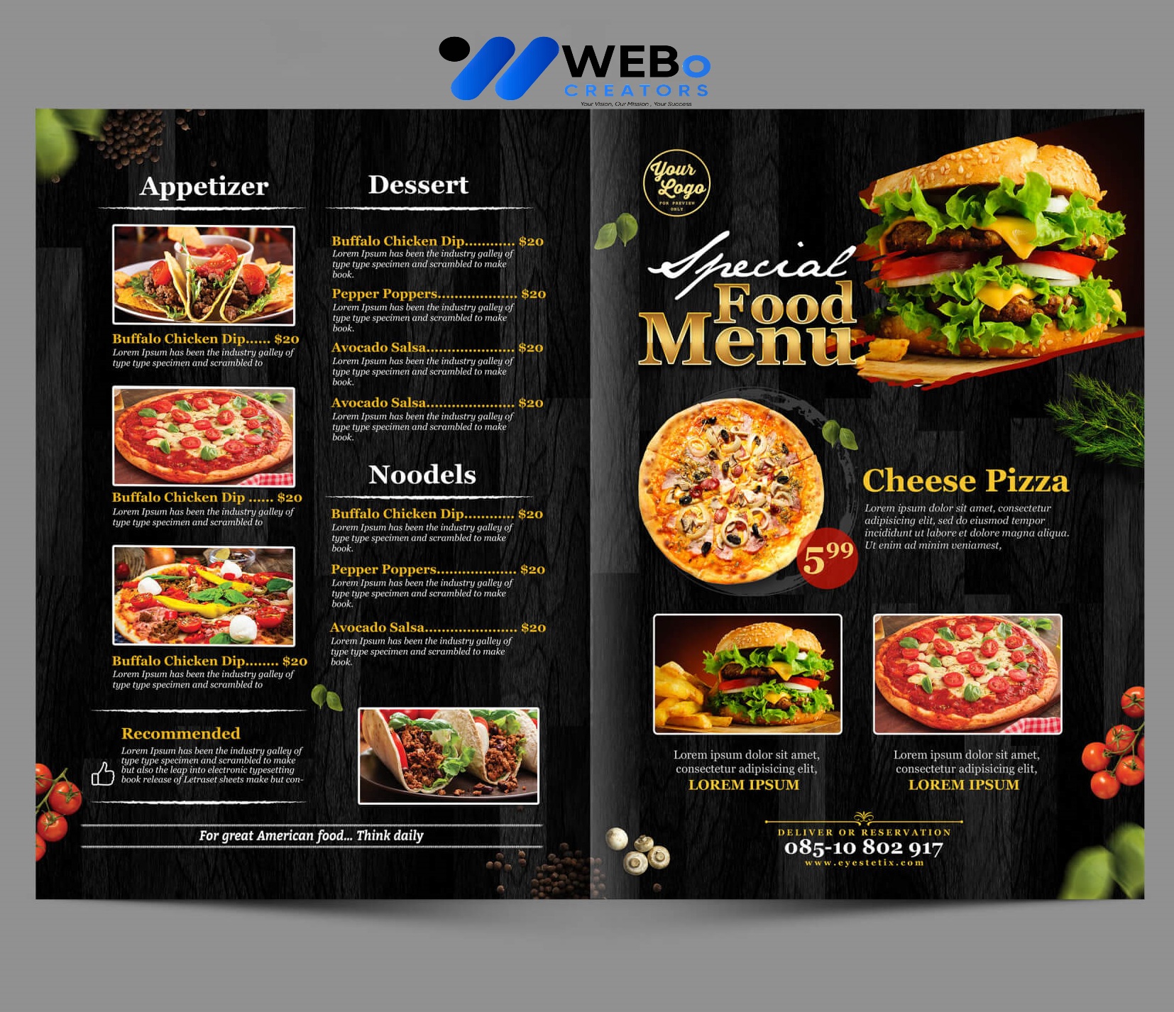 Modern restaurant menu design Islamabad 2026 café menu layout food branding design services